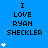 Blue background with black text reading "I LOVE RYAN CHECKLER" and white pixelated hearts appearing in increasing numbers from left to right across three