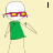 Pixelated stick figure with white head, green shirt, and pink glasses stands against light yellow background; text changes from 'I GOT' to 'STUPID VISION!' across frames.