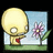 Pixelated icon shows a yellow mushroom with a red spot holding a framed picture of a purple flower against a blue sky and green ground.