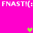 Pixelated text and heart symbols on a bright pink background with animated heart changes.