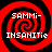 Four identical red and black spiral patterns arranged in a , each containing white pixelated text reading "SAMMI-" above "INSANITIE"