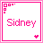 A static pixel art icon with a pink border, displaying the name 'Sidney' in bold pink text and a small heart symbol at bottom right.