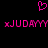 Pixelated pink text and heart symbol on black background, with two identical 'xJUDAYY' phrases flanking a central heart.