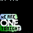 Animated contact sheet of 25 frames showing a pixelated text-based icon with "WE ARE ONE TONIGHT" in blue and green gradient, featuring animated sparkles and dot patterns on black background.