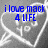 Blue text overlays read "i love mack 4 LIFE" and "I LOVE U BABY" above a heart-shaped design with white outlines on gray background.