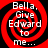 Four identical red and black spiral patterns with white text reading "Bella, Give Edward to me..." arranged in a