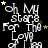 Black background with white text repeating 'Oh My Stars For The Love Of Me' and scattered yellow stars, one gray square in bottom-right corner.