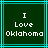 Two identical pixelated green square icons with cyan borders displaying white text "I Love Oklahoma" in a contact sheet layout.