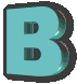stylized 'B' letters in varying shades of teal and white with black outlines, displayed on a gray background