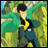 A pixelated anime-style character in a green cape and yellow shirt stands against a blurred natural background, with "Anime IM" text on the right side of the contact sheet.
