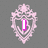 Six pink ornate shield-shaped icons on gray background with text and symbols: 'I', '<3', 'Nick', 'Jonas', '<33', and 'B'.
