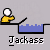 Pixelated character in yellow shirt and white head performs actions over blue water with text labels below.