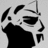 Pixelated black-and-white icon shows a stylized face with large dark eyes, curved eyebrows, and a wide open mouth revealing teeth. The figure wears a dark shirt against a light background.