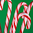 A static image with a green background featuring multiple red-and-white striped candy canes, and three instances of the name "Charlotte" in yellow pixelated text on a bright pink background.