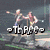 Animated sequence showing a band performing on stage with text "THE PEE" below, transitioning to a black background with white text "DAYS" and a patterned border, then to a group photo with text "FRAC".