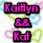 Pixelated text in pink with black outlines over a heart-patterned background, featuring 'Kaitlyn', '&&', 'Kat', and 'BF4L' arranged vertically.