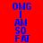 Red background with blue text reading "OMG I AM SO FAT" in three vertical , each containing two identical text blocks