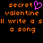 Pixelated orange text on black background with a pink heart symbol replacing the 'e' in 'secret', repeated twice side-by-side.