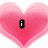 A pixelated pink heart with a black 'i' inside, alongside text reading 'i love you' in blocky letters on white and gray backgrounds.