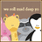 Animated icon with cartoon characters: a giraffe, penguin, and cat-like figure against pink background; text at top reads 'one will smell deep' in beige letters.