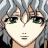 Pixelated anime-style character face with silver hair and green eyes on left, next to black background with white text "Anime IM" above smaller cursive "com" on right.