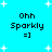 Pixelated text and star shapes on a cyan background with visible animation changes in star positions and text spacing.
