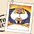 Pixelated icon shows a stylized character with large white eyes, orange hair, and a blue outfit under a yellow-orange gradient sky.