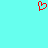 Red pixelated heart shape on solid cyan background, static image with no visible motion or text.