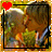 A couple in formal attire kisses under a heart symbol that changes color across frames.