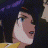Animated sequence of a character with dark hair and blue eyes in profile view, wearing yellow shoulder accents against a light background.