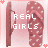 pink flip-flops with white polka dots, text overlays changing between 'REAL GIRLS' and 'WEAR THONGS', small starbursts appearing in different positions across frames