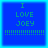 Four identical blue square with green text "I LOVE JOEY" and dotted lines below, arranged in a on cyan background