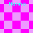 Pixelated image with four instances of the text 'Hanna' in cyan over a shifting pink and purple checkered background.