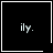 Four black square with white borders display 'ily.' text; one has a heart symbol, another a starburst symbol
