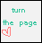 Animated sequence of a white paper sheet with 'turn the page' text and red heart icon, curling from top-right corner to bottom-left