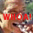 A pixelated image of a man with light brown hair and beard, wearing red text overlays reading "WHOA! Bear Grylls Man vs. Wild" against a blurred outdoor background.