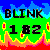 Pixelated graphic with 'BLINK' text above '182' on green background, blue sky top, orange-yellow flame-like shapes below.