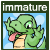 Animated pixel art contact sheet of a green cartoon crocodile-like creature with light brown underbelly, shown in multiple poses across 8 frames labeled 'immature' and 'mature'.