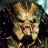 A pixelated contact sheet showing two frames of an animated icon featuring a Predator character on the left and green text reading "Original Icons .com" on the right against a dark background.