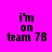 Four identical pixelated text displays on a bright pink background, each showing 'i'm on team 7B' with a light pink horizontal bar shifting position across the text.