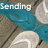 A static image of a blue fabric-like object over white curved shapes on a brown background with partial text.