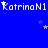 Blue background with repeated white text 'KatrinaN1' and scattered white stars, some text and stars move slightly across frames.