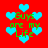 Red background with scattered light blue hearts and green text reading 'Guys are my Life' in pixelated font.