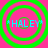 Four identical circular icons with green concentric rings on a pink background, each displaying "*HALEY*" in light blue text.