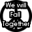 A static image with four text sections: "We will Fall Together" in a circular design, "From the buildings ledge," and "I would die 4 you on skyway Avenue ♡" over a colorful background.