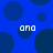 Blue background with dark blue circles and white text 'ana' in four positions.