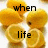 Yellow lemon slices on white background with black text reading 'when life gives u lemons u get lemonade' in four
