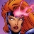 Pixelated close-up of a character with orange hair and a pink headband against a purple background.