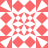 Static pixel art featuring a symmetrical pattern of coral and white shapes arranged in a grid with central star-like and diamond motifs.
