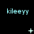 Light blue text 'kileeyy' repeated across a black background with small white symbols appearing and changing in the middle